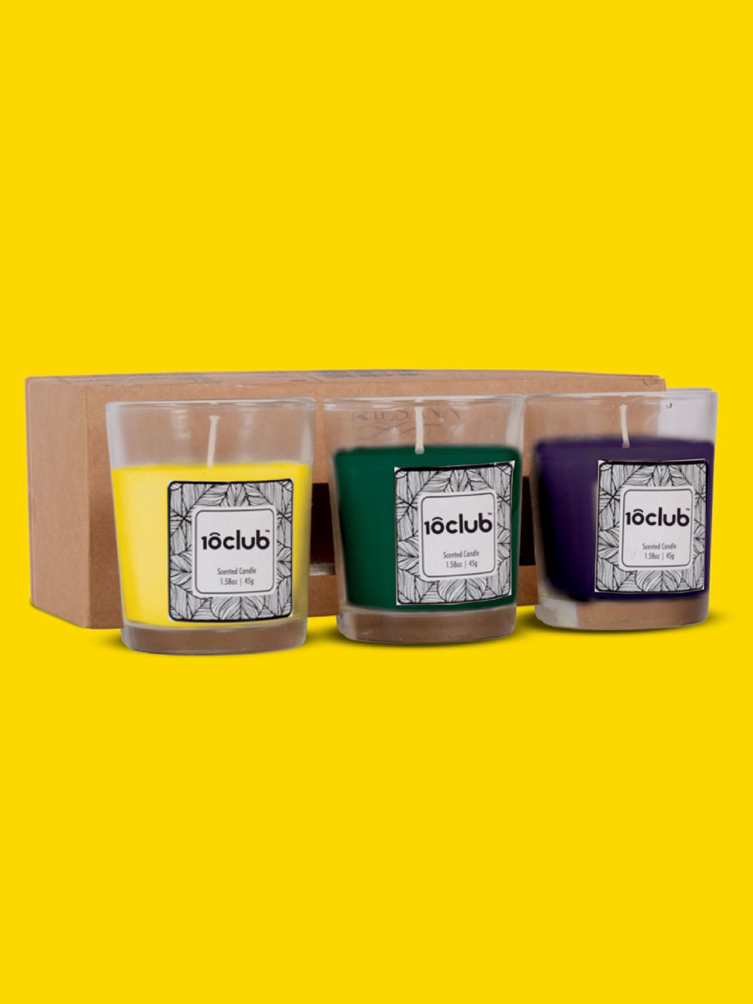 

10club Green & Yellow 3 Pieces Glass Jar Candle