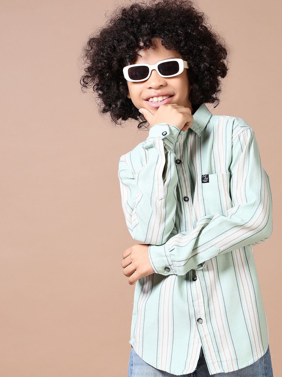 

V-Mart Boys Opaque Checked Casual Shirt, Green