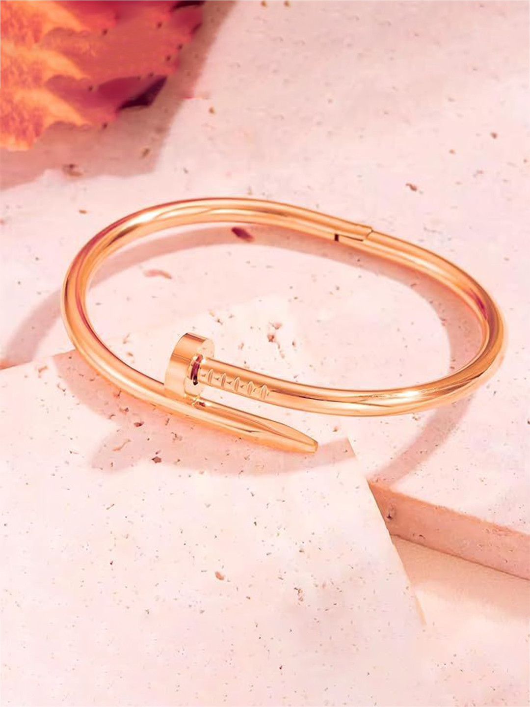 

MEENAZ Women American Diamond Antique Rose Gold-Plated Bangle-Style Bracelet