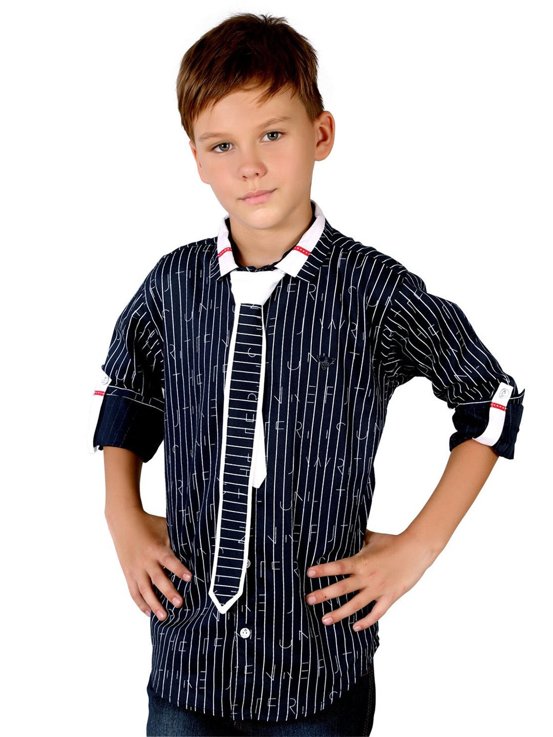 

MashUp Boys Classic Opaque Checked Casual Shirt, Navy blue