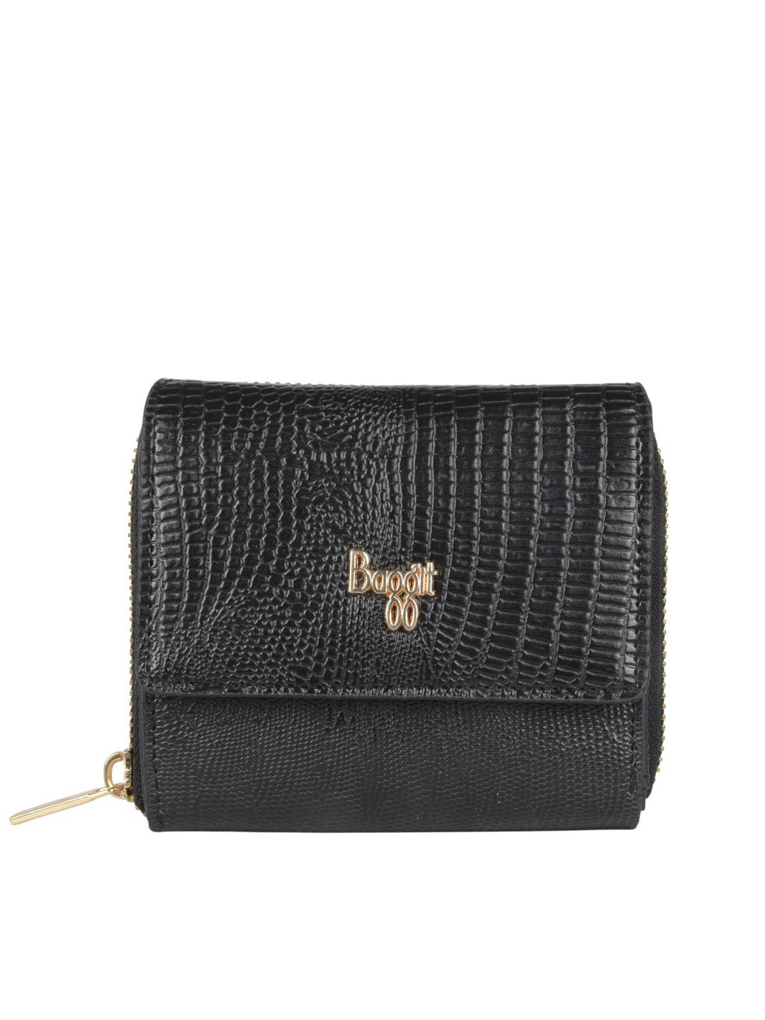 

Baggit Women Textured PU Three Fold Wallet, Black