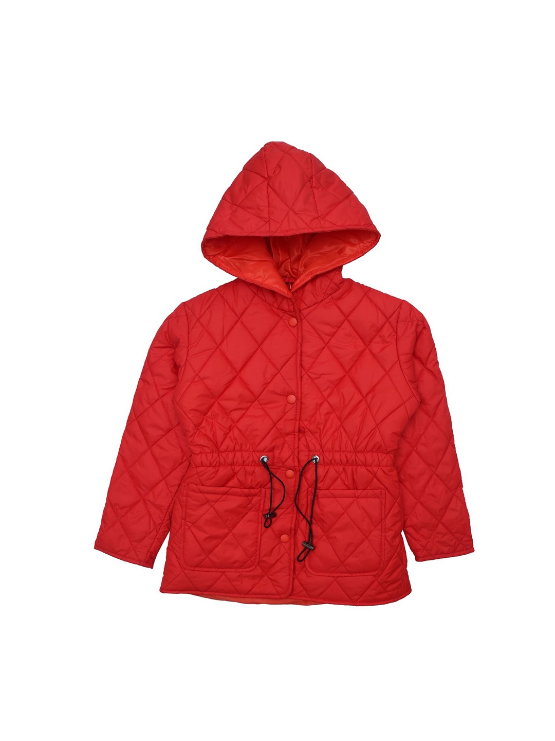 

White Snow Girls Quilted Jacket, Red