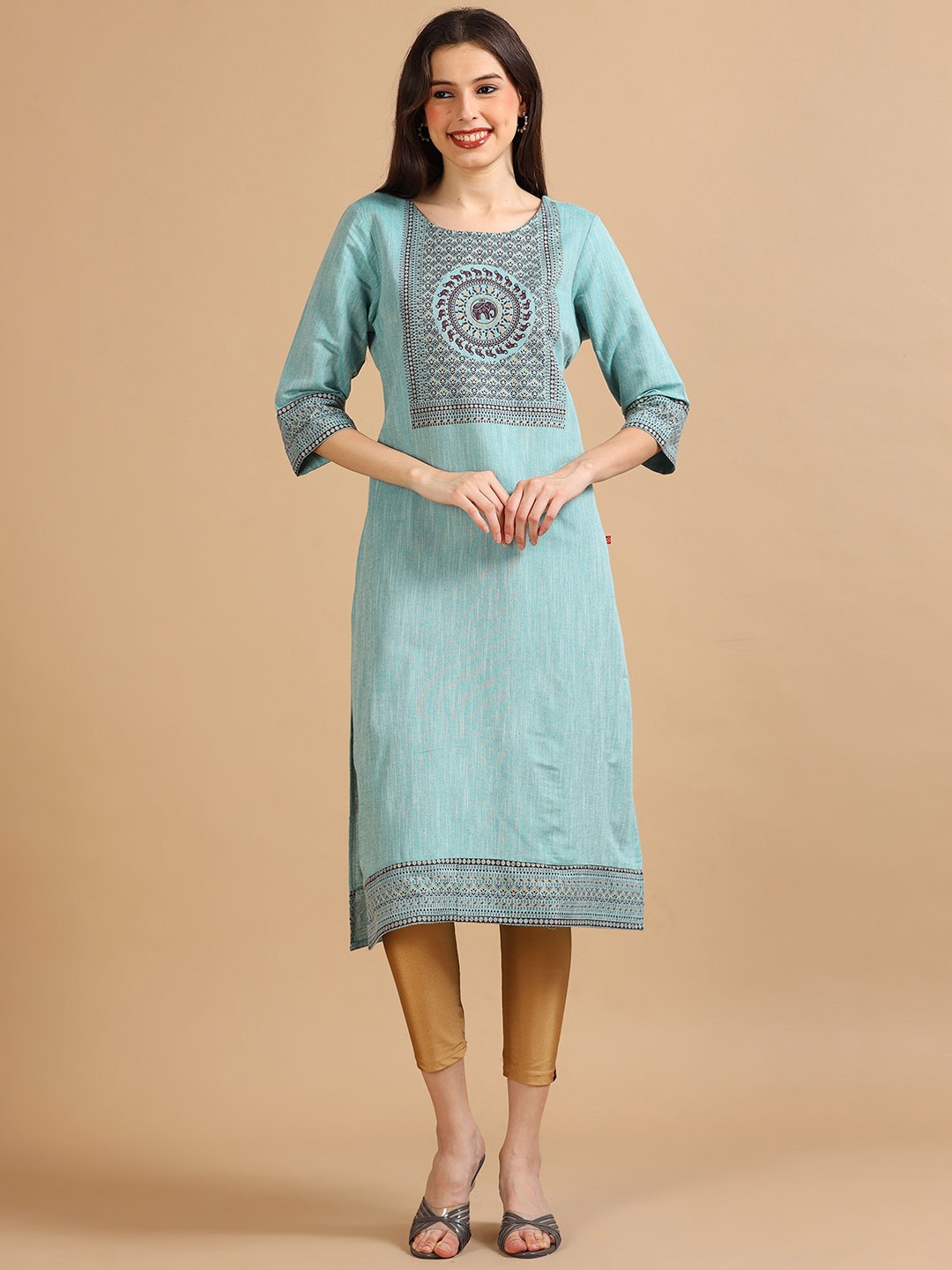 

Marcia Women Ethnic Motifs Embroidered Thread Work Kurta, Blue