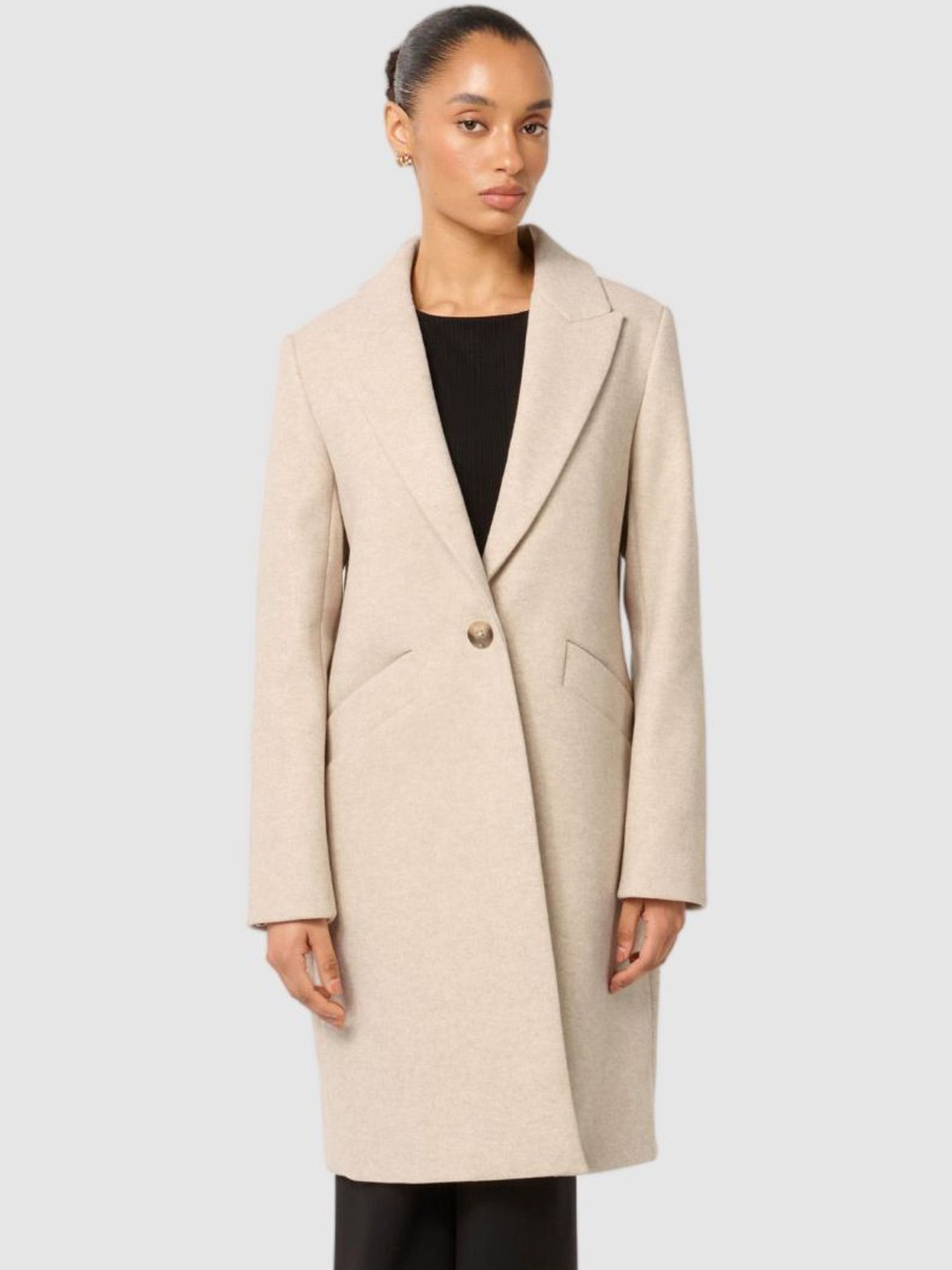 

Forever New Women Single-Breasted Overcoat, Cream