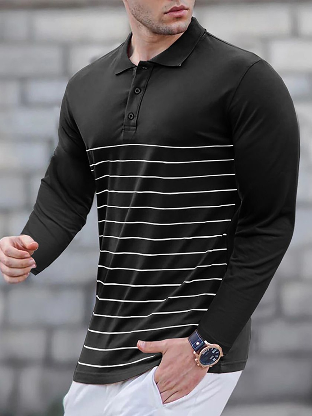 

StyleCast x Revolte Men Polo Collar T-shirt, Black