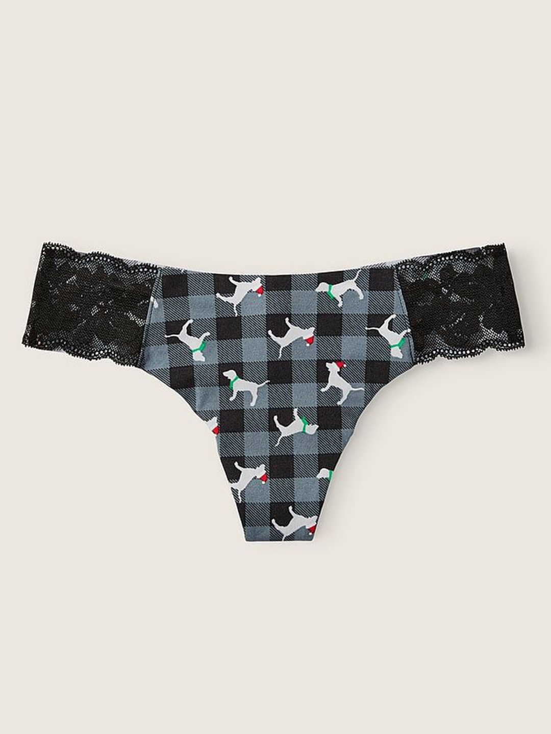 

Victoria's PINK No-Show Printed Low- Rise Thong Briefs 111991785RSS, Grey