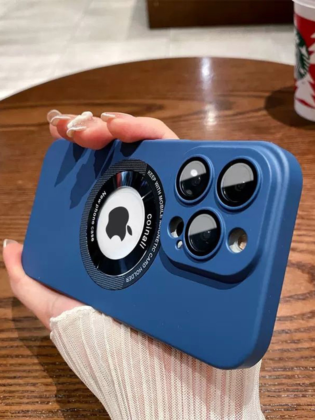 

Luxury Kase Solid Printed iPhone 14 Pro Max Back Case Mobile Accessories, Navy blue