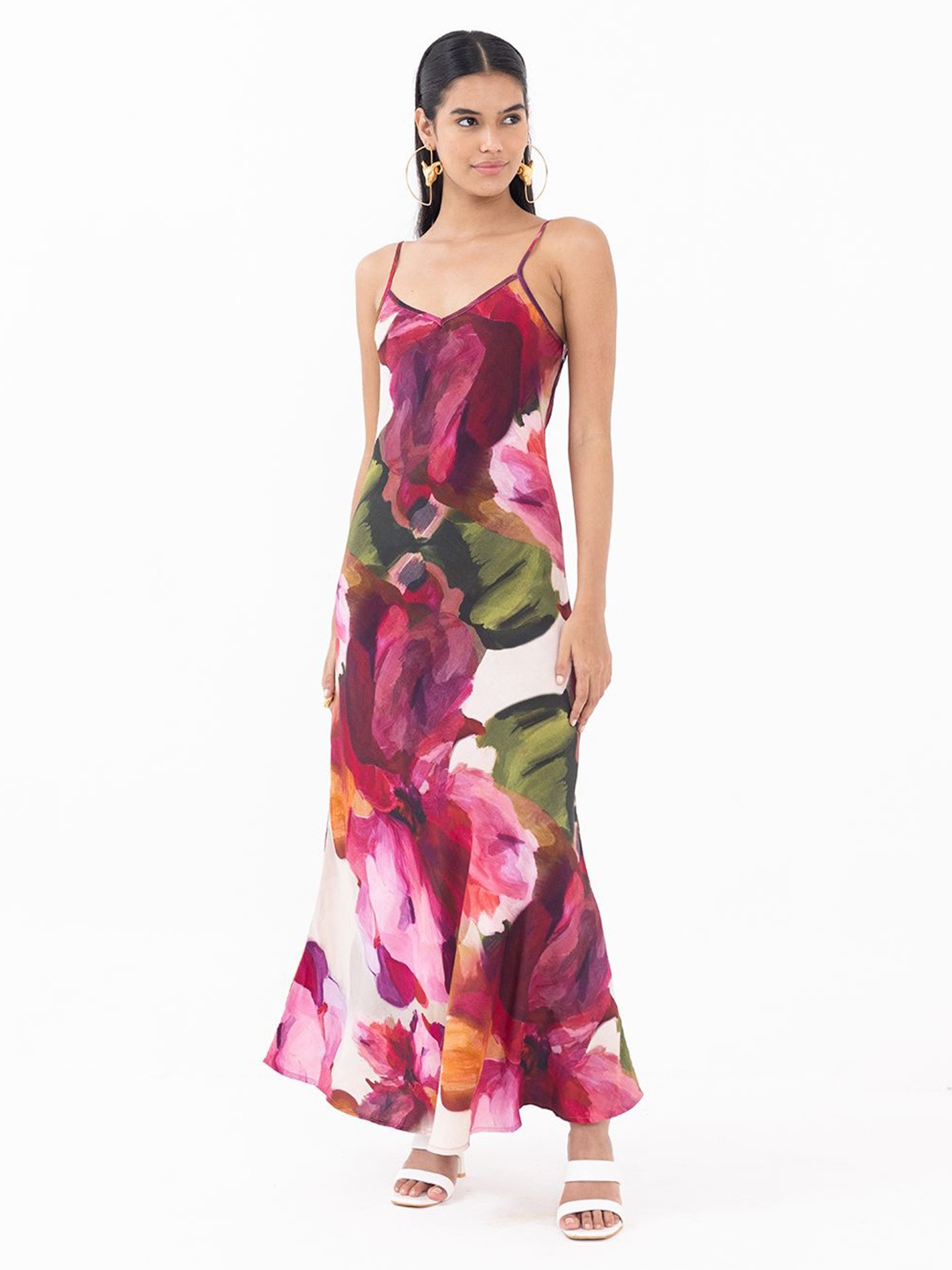 

THR3Letter Print Maxi Dress, Pink