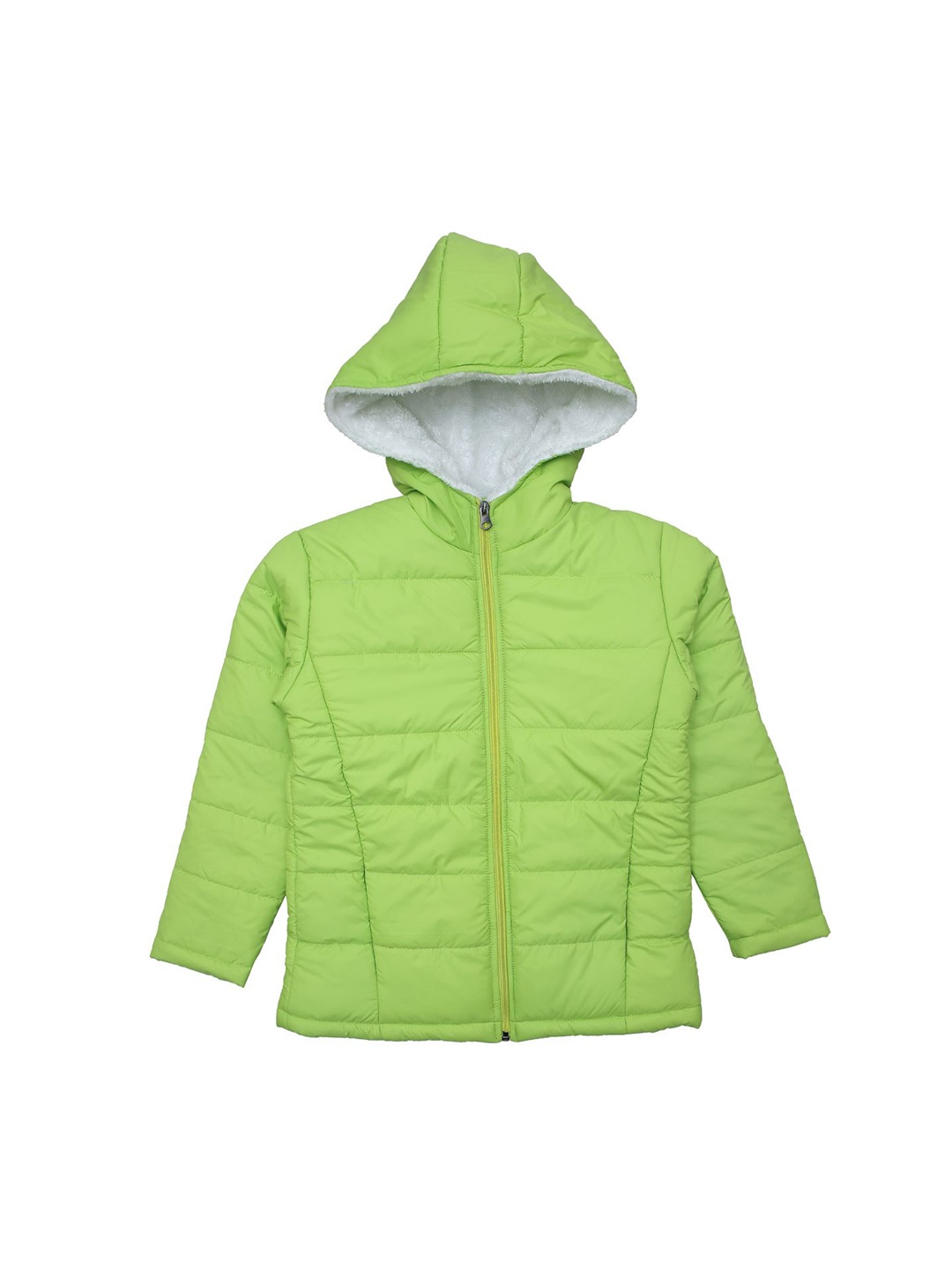 

White Snow Girls Quilted Jacket with Embroidered, Green