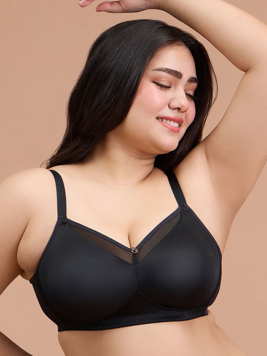 

Nykd Women Medium Coverage Non Padded Plus Size Minimizer Bra, Black