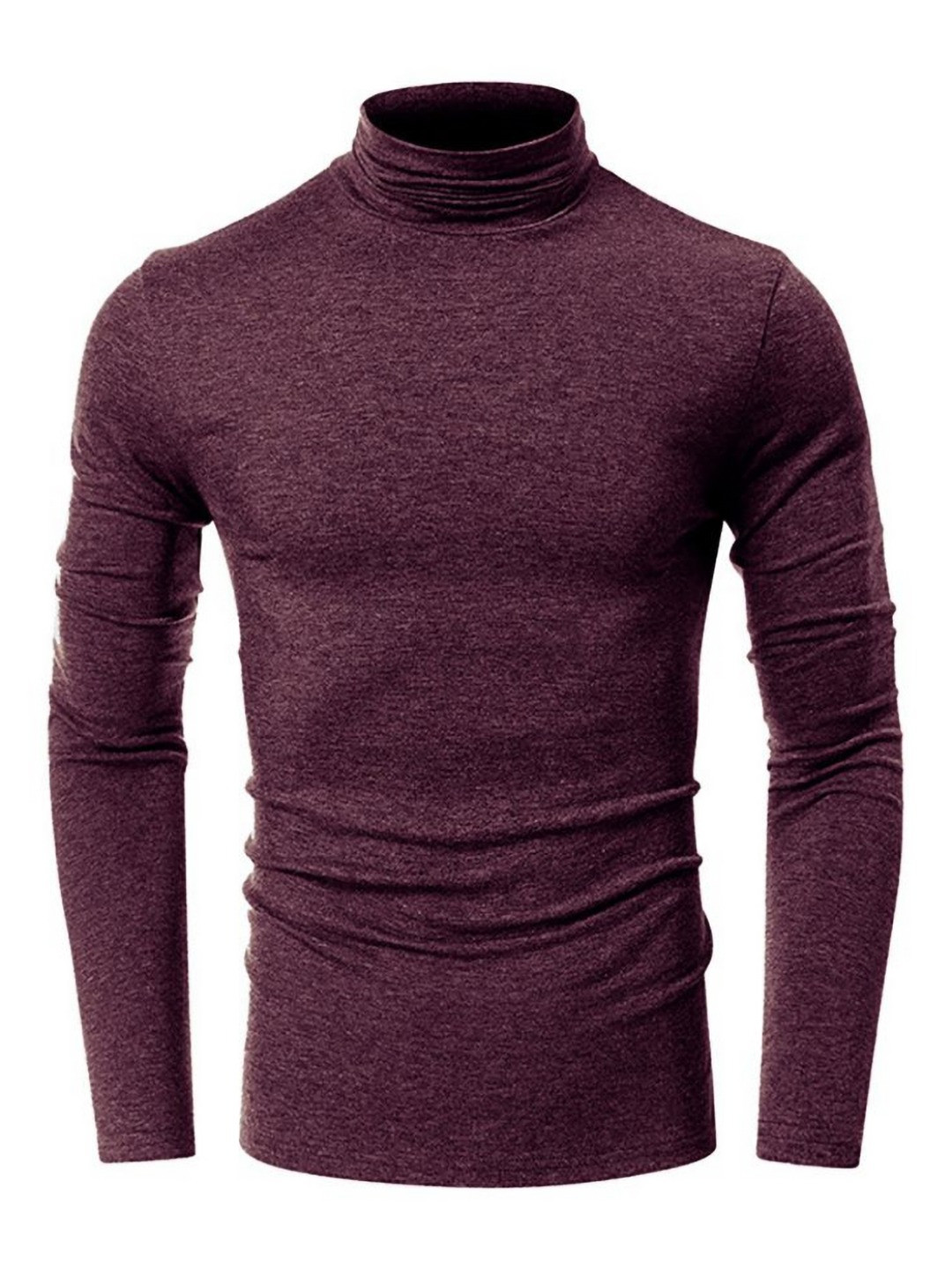 

StyleCast x Revolte Men High Neck Slim Fit T-shirt, Coffee brown