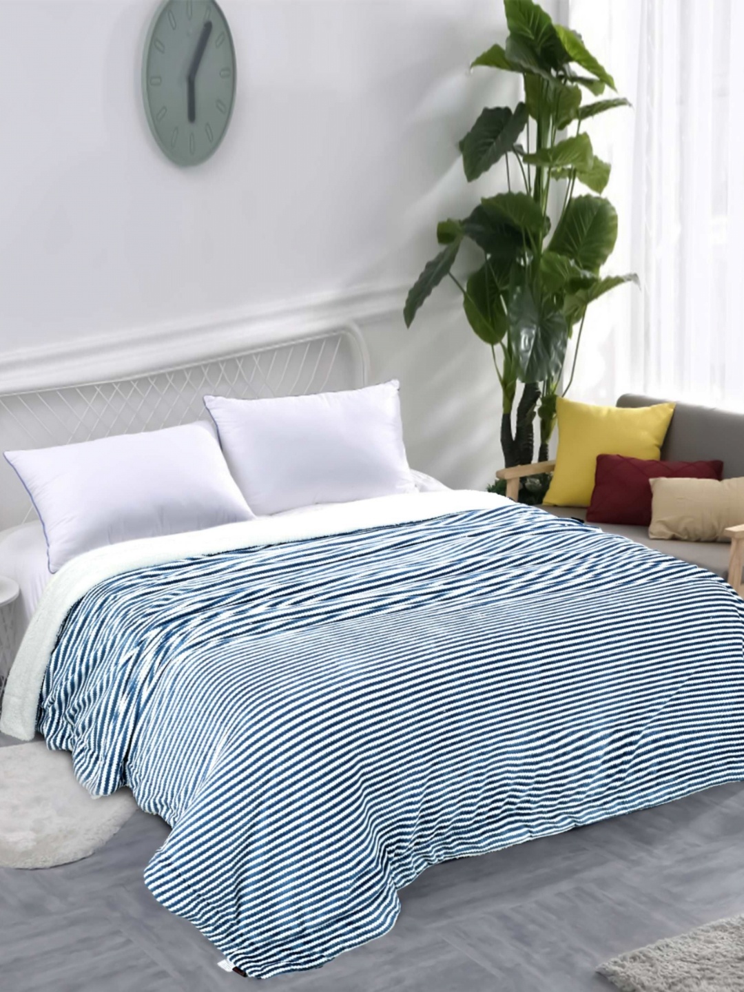 

bsb home Blue & White Heavy Winter 500 GSM Single Bed Blanket