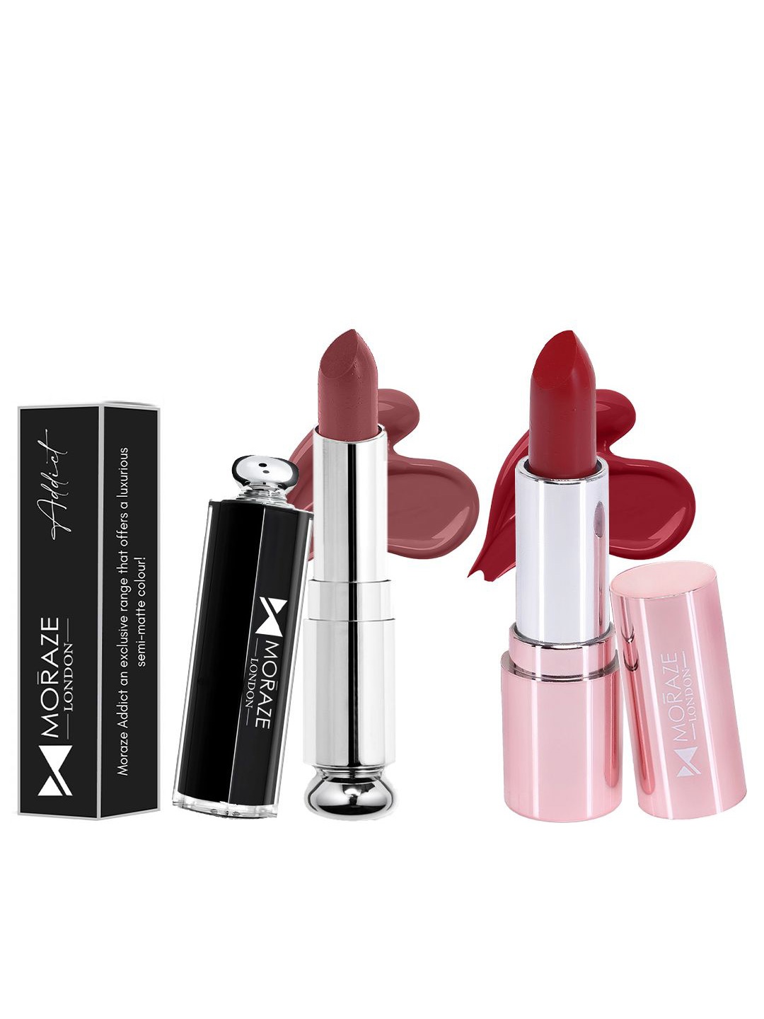 

Moraze Set Of 2 Waterproof Long-Lasting Creamy Lipstick- 3 ml Each- Naked, Queen, Multi