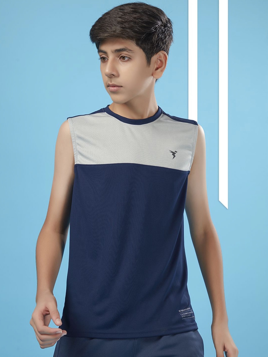 

Technosport Boys Colourblocked UPF50 Slim Fit T-shirt, Blue