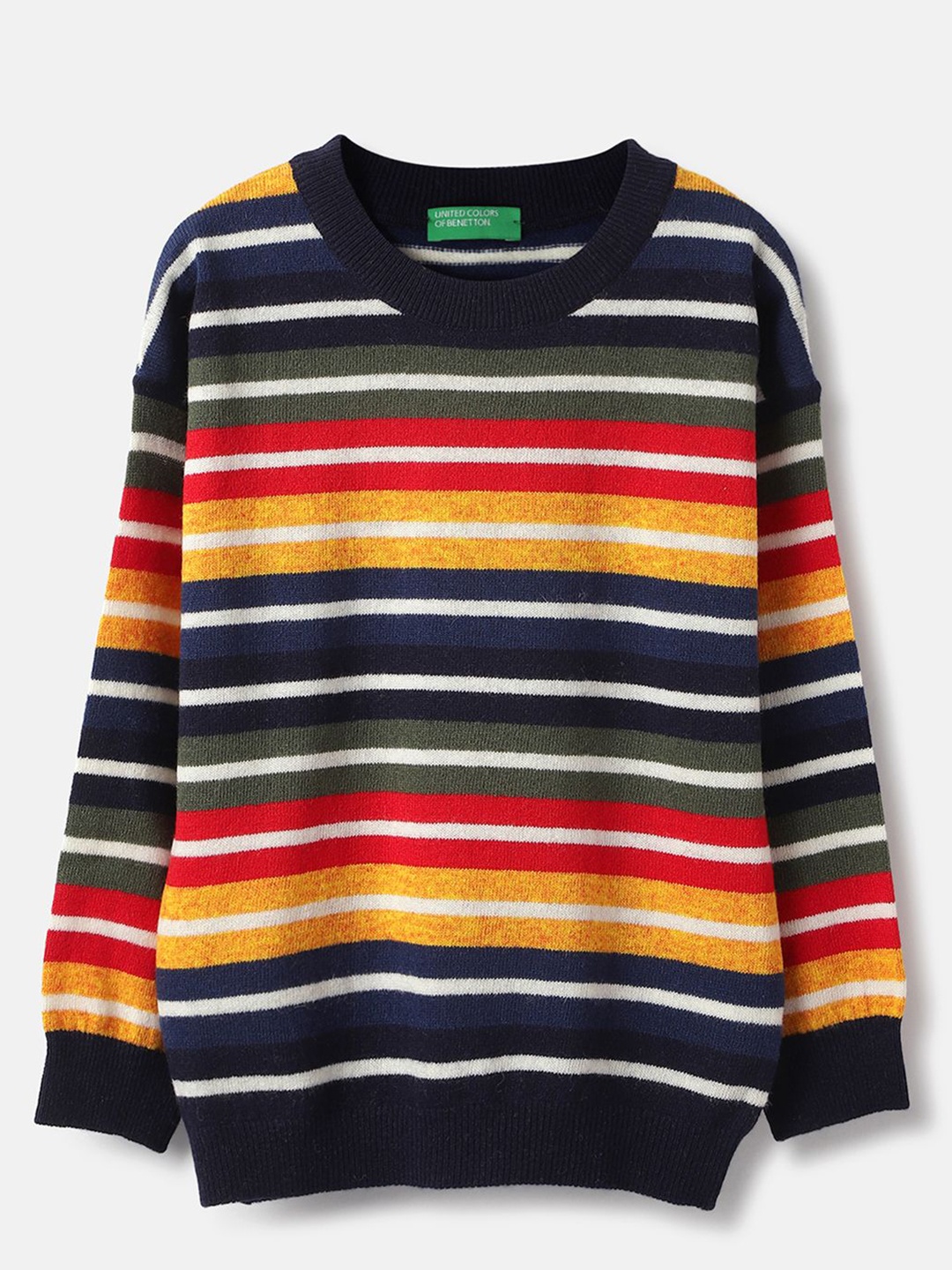 

United Colors of Benetton Boys Striped Woollen Pullover, Black