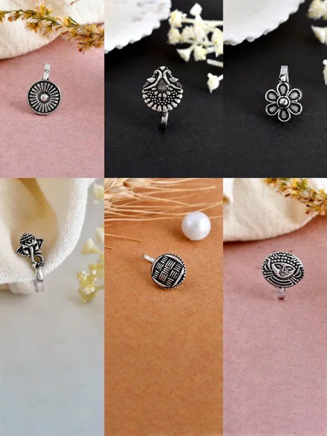 

NAMAN ARTS Silver-Plated Stud Nosepin