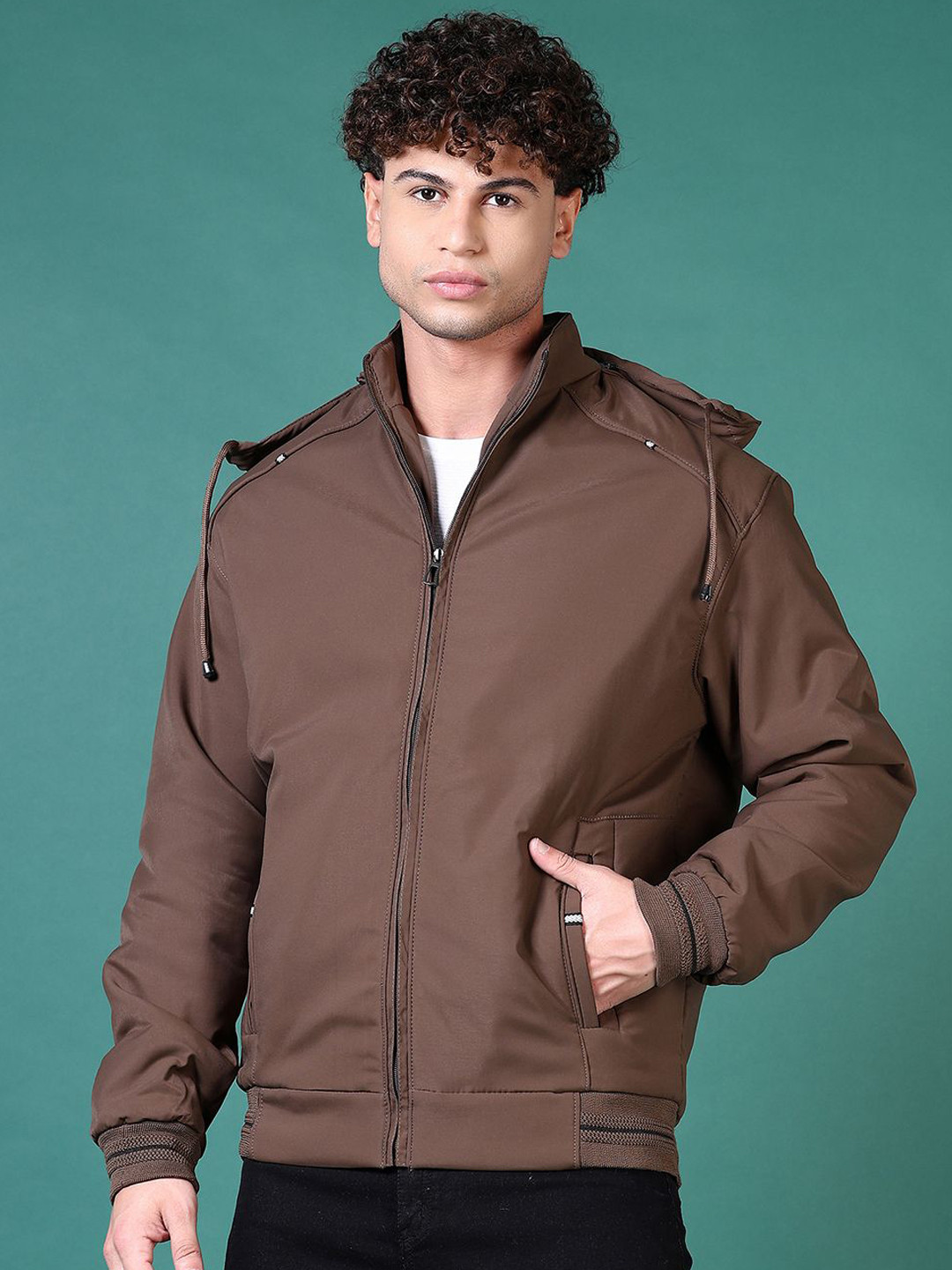 

V-Mart Men Bomber Jacket, Brown