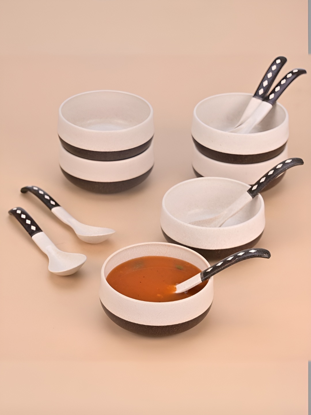 

eha Brown 2024 6 Pieces Microwave Safe Serving Bowl