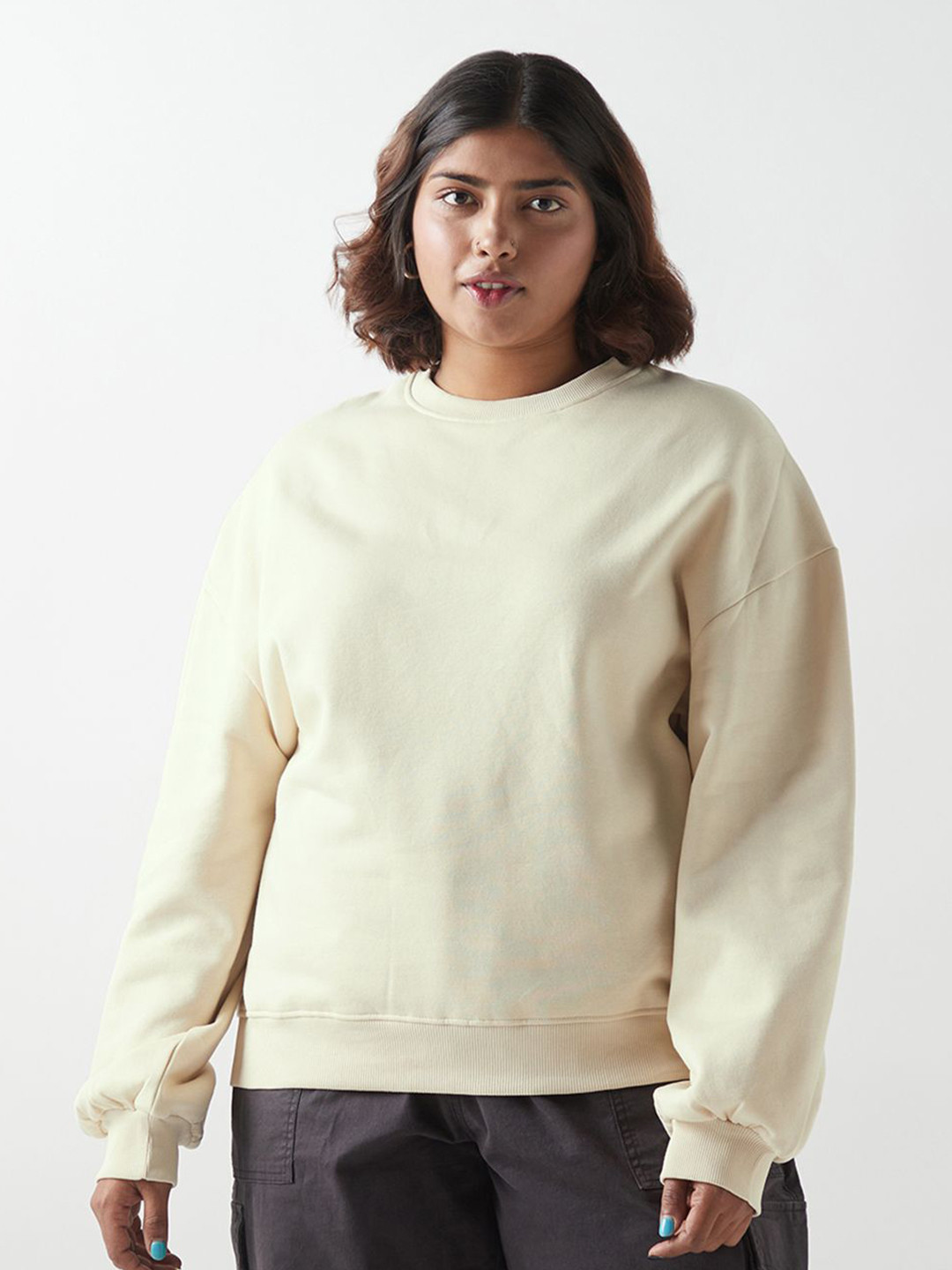 

Bewakoof Women Sweatshirt, Beige