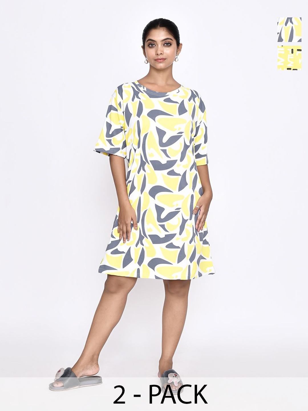 

RAPL Printed Nightdress, Yellow