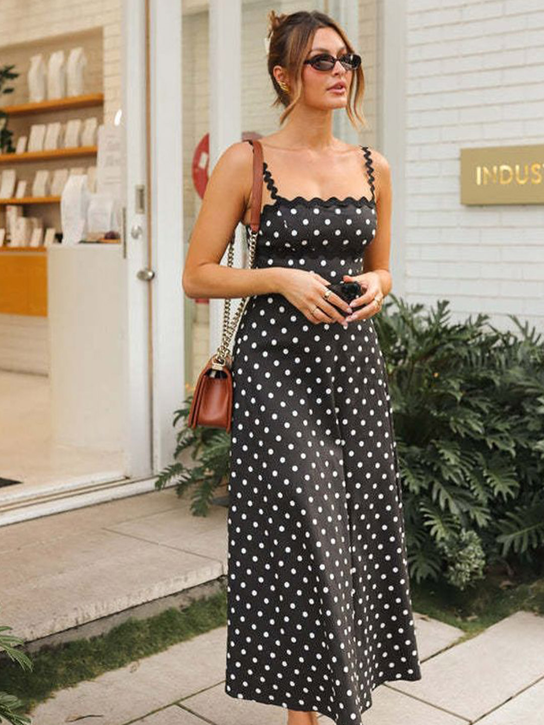 

LULU & SKY Polka Dot Printed Maxi Dress, Black