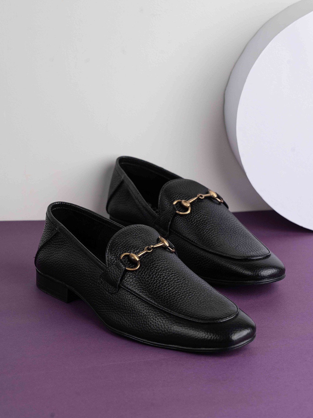 

ATESBER by Inc.5 Men Leather Formal Loafers, Black