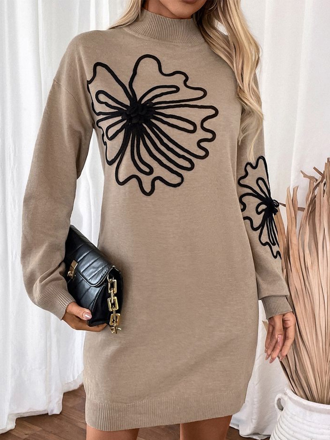 

LULU & SKY Women Floral Embroidered Jumper Dress, Khaki