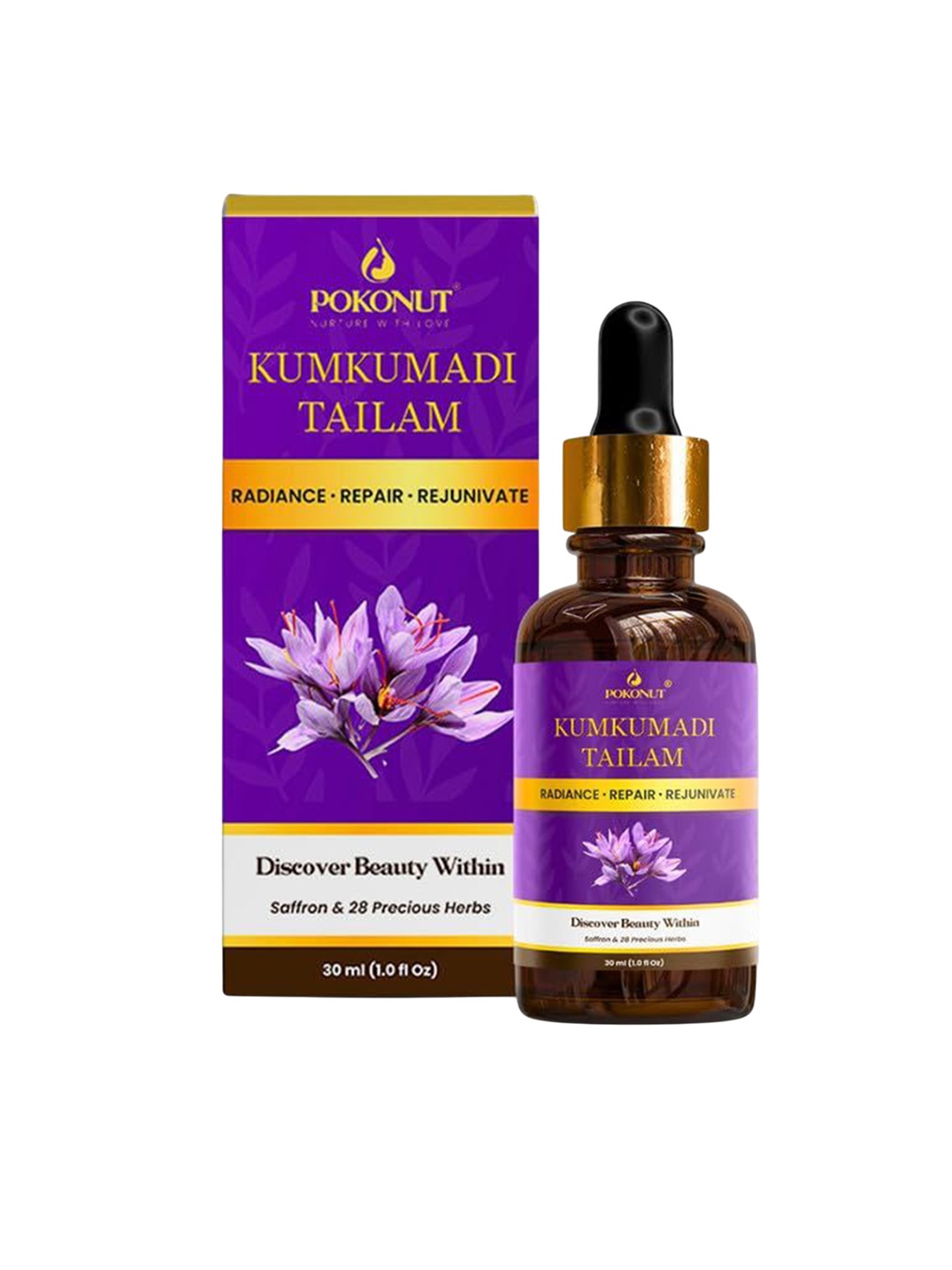 

Pokonut Kumkumadi Tailum Face Oil - 30ml, Purple