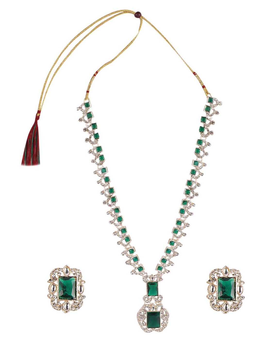

Keviv Silver-Plated Kundan-Studded Jewellery Set
