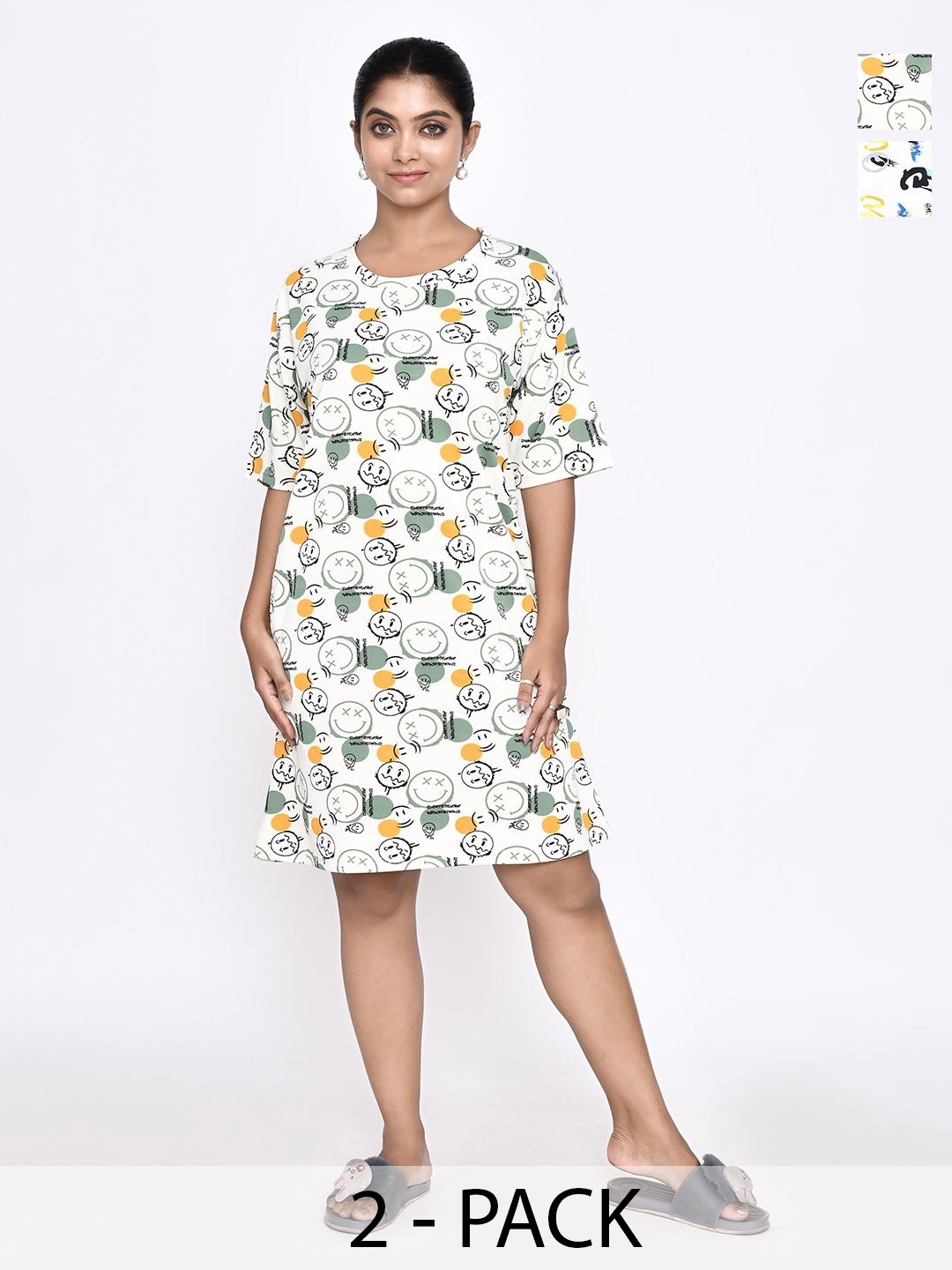 

RAPL Printed Nightdress, White