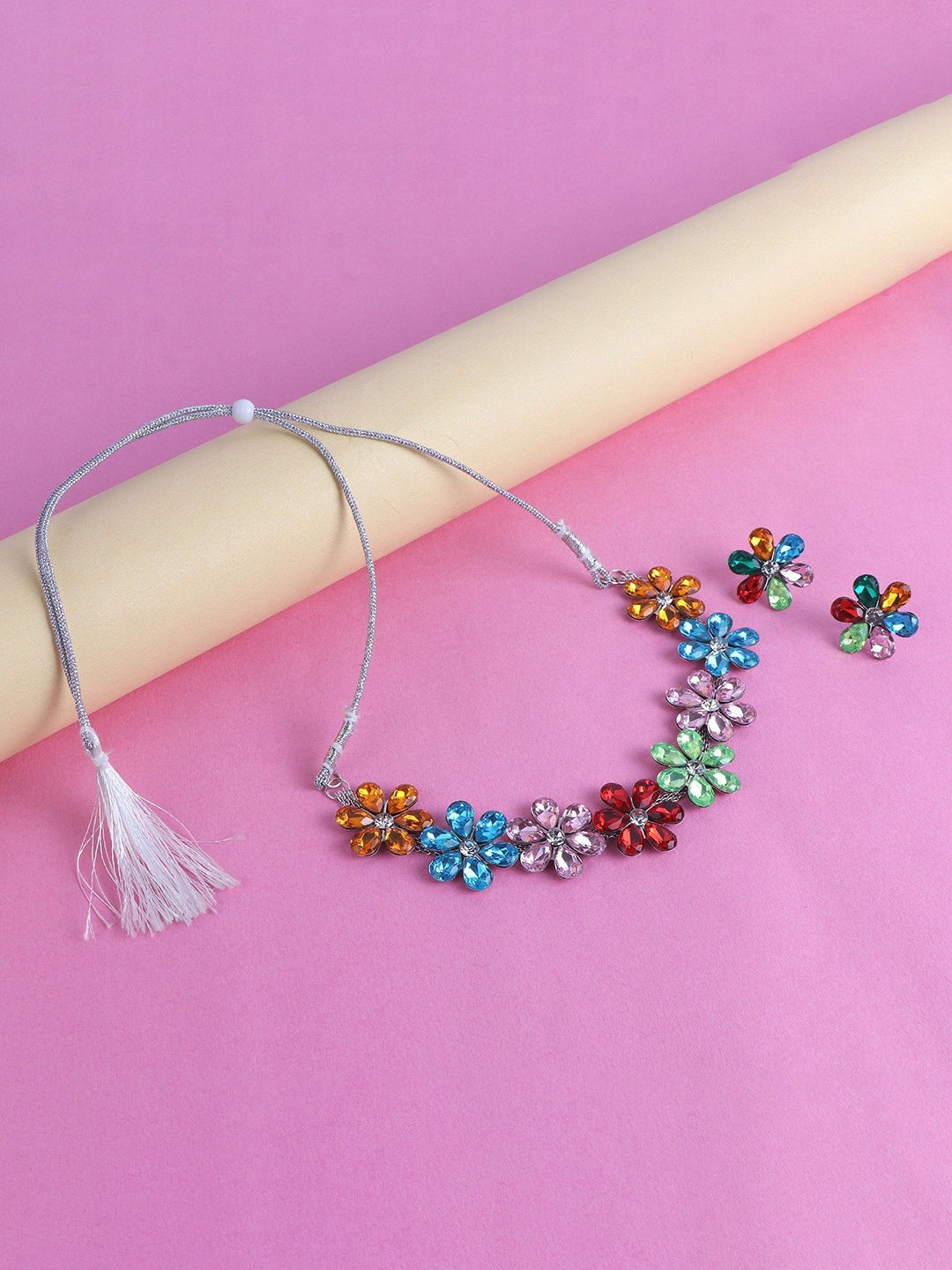 

Keviv Silver-Plated Stone-Studded Jewellery Set