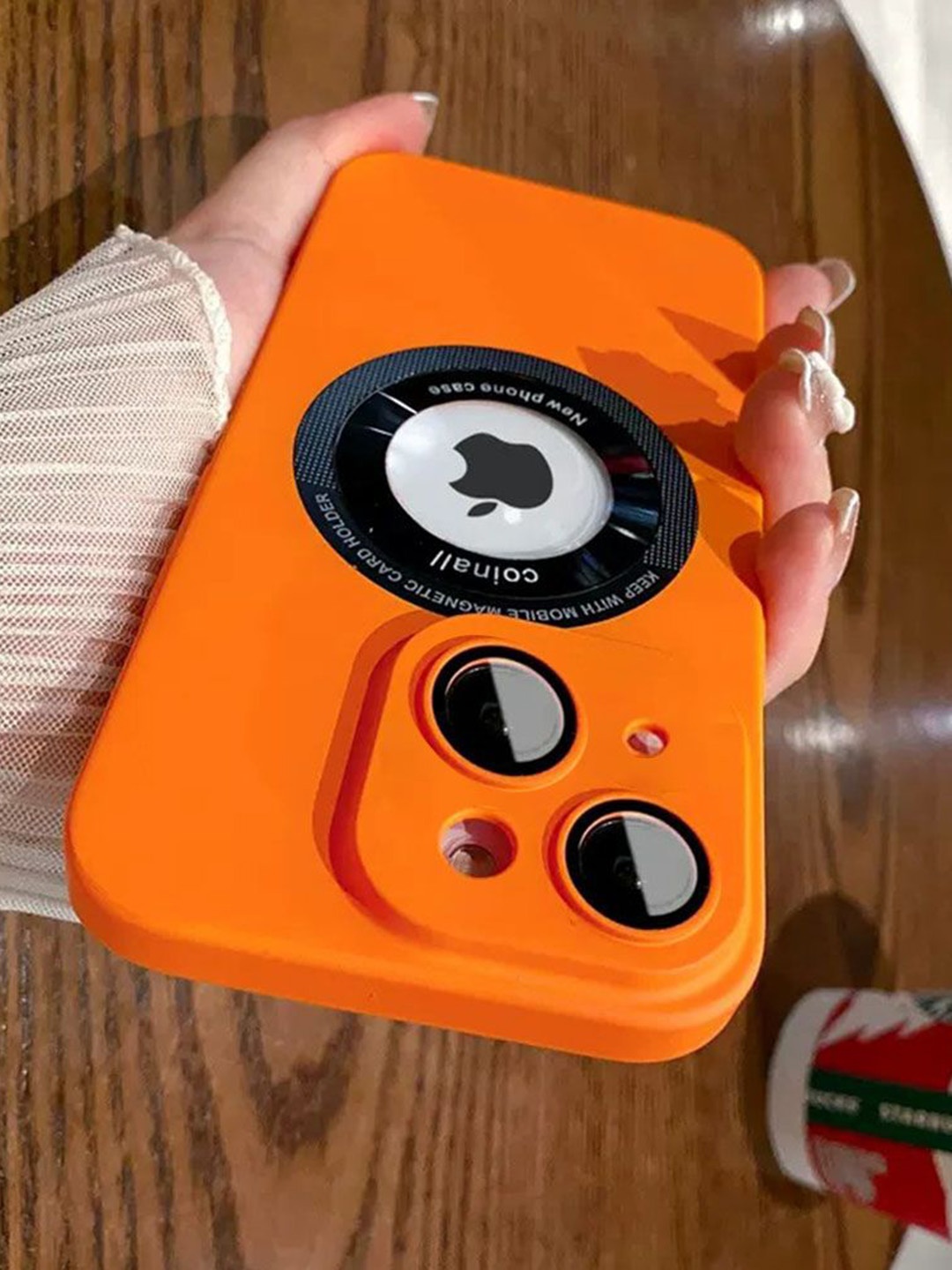 

Luxury Kase Solid Printed iPhone 14 Plus Back Case Mobile Accessories, Orange