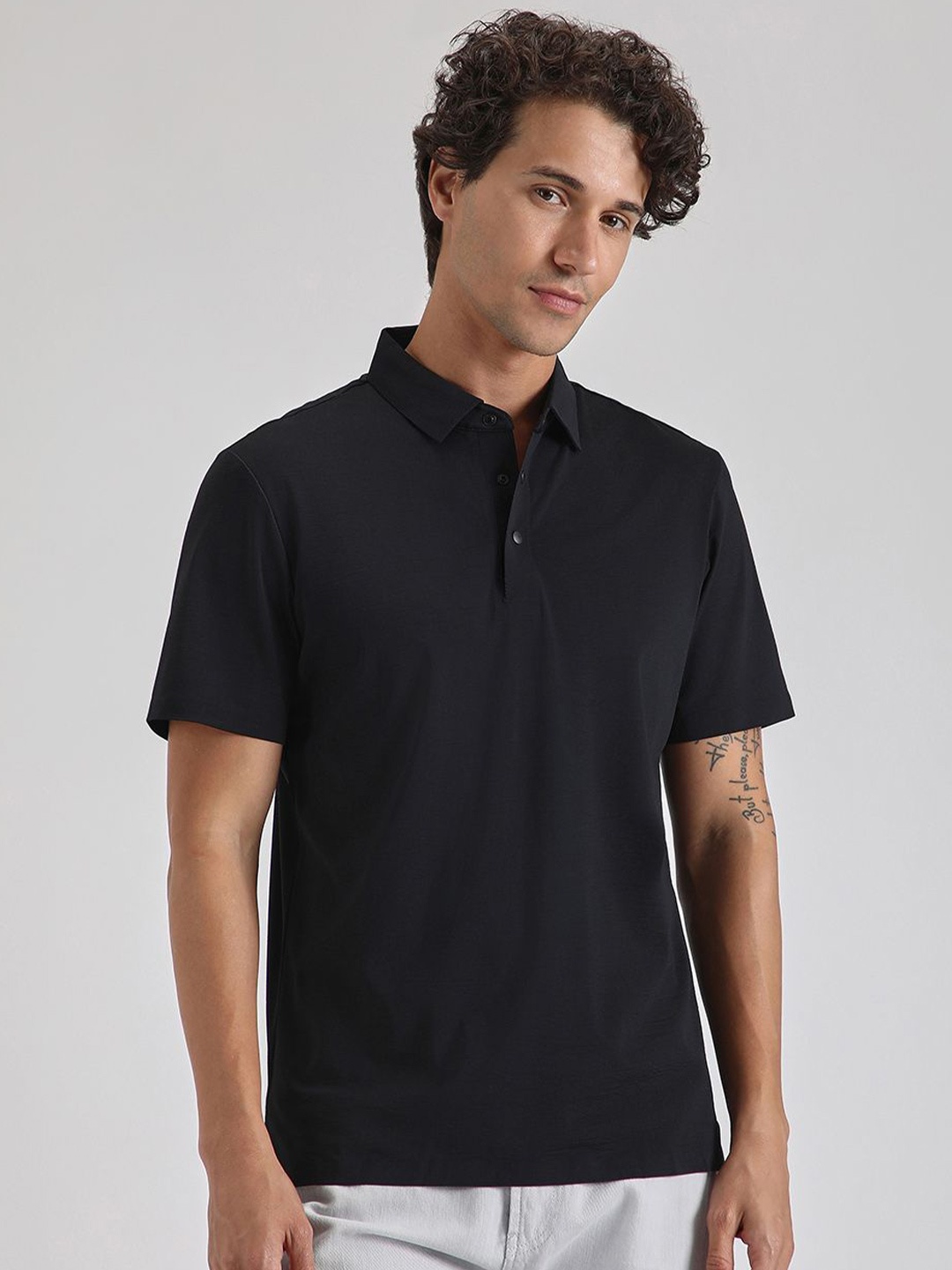 

Banana Club Men Polo Collar Slim Fit T-shirt, Black