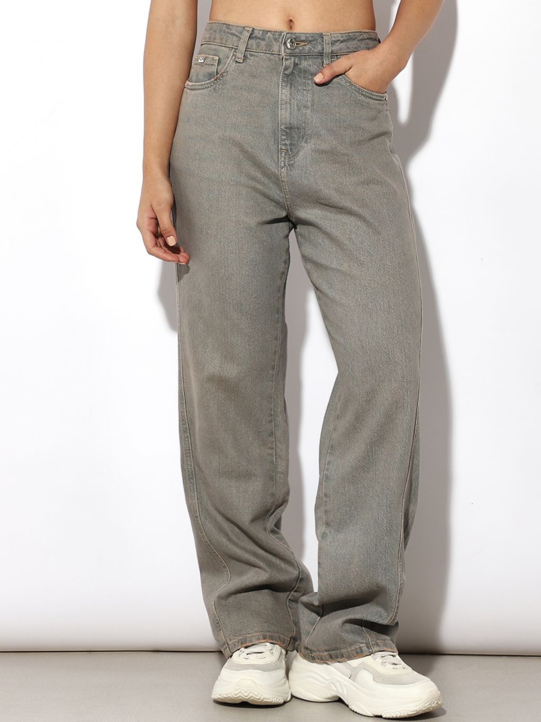 

ONLY Women Wide Leg Heavy Fade Jeans, Grey