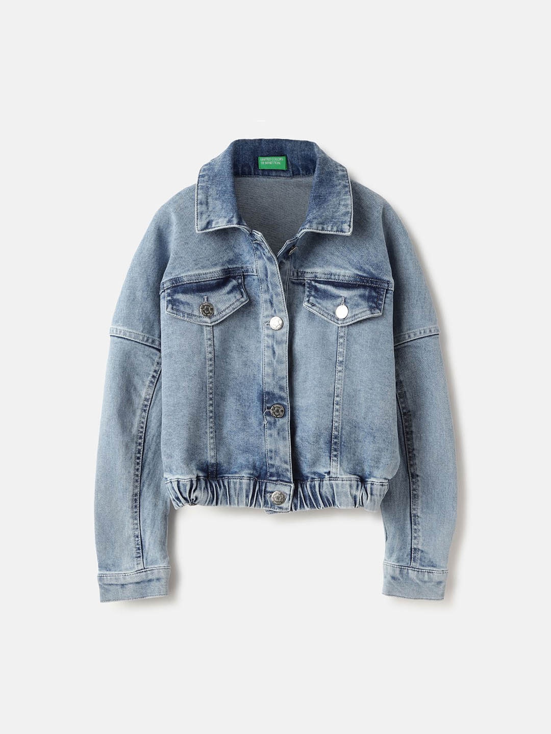 

United Colors of Benetton Girls Washed Denim Jacket, Blue