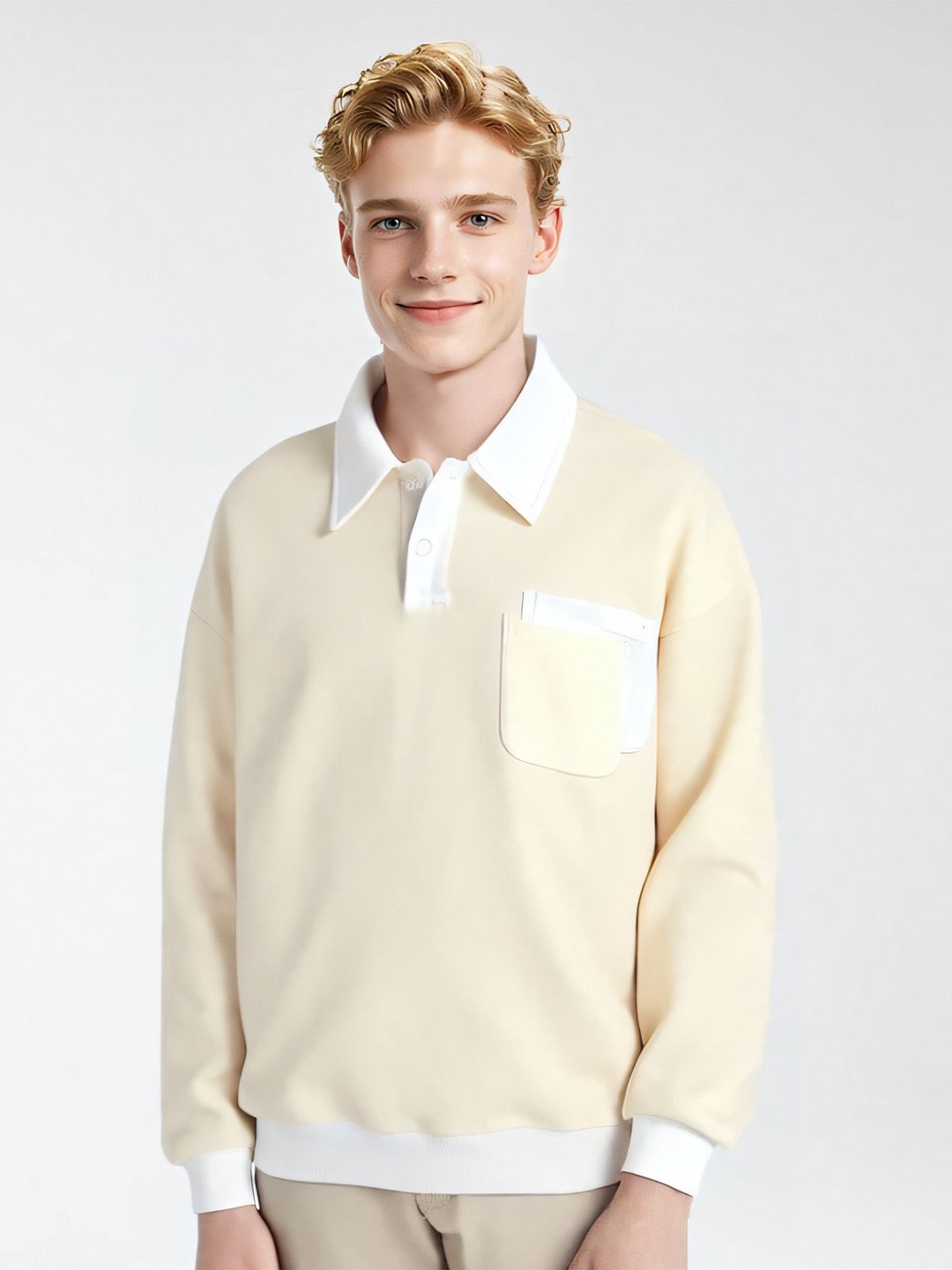 

StyleCast x Revolte Men Colourblocked Sweatshirt, Khaki