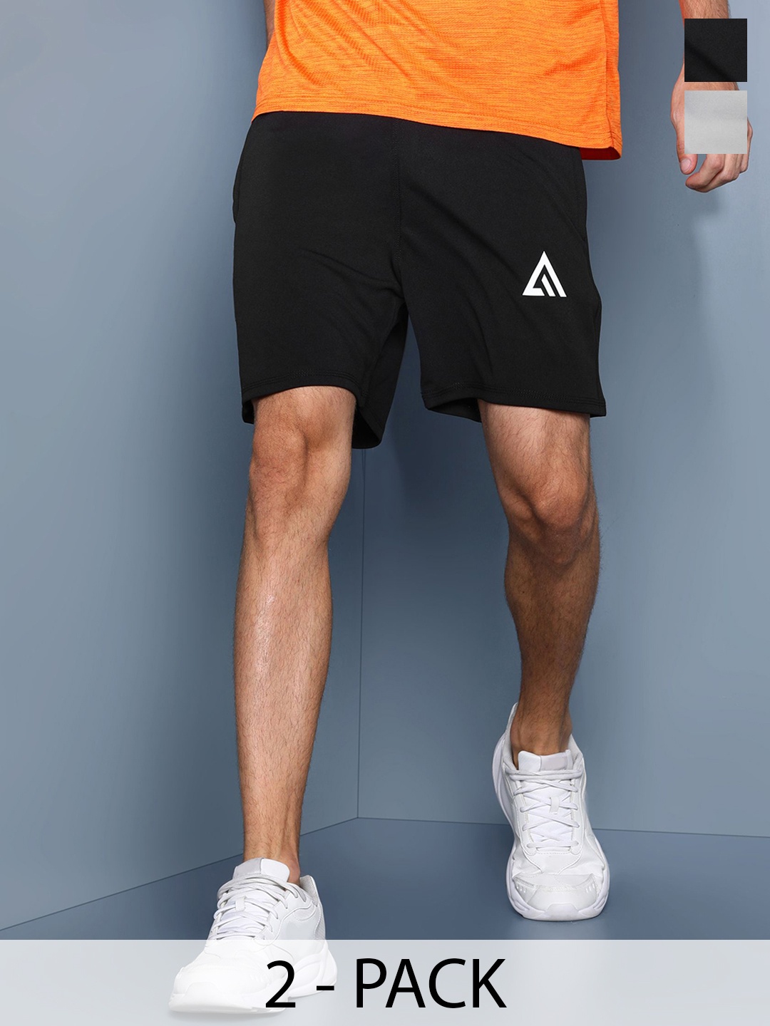 

ADRENEX Men Pack Of 2 Dri-FIT Mid-Rise Running Sports Shorts, Multi