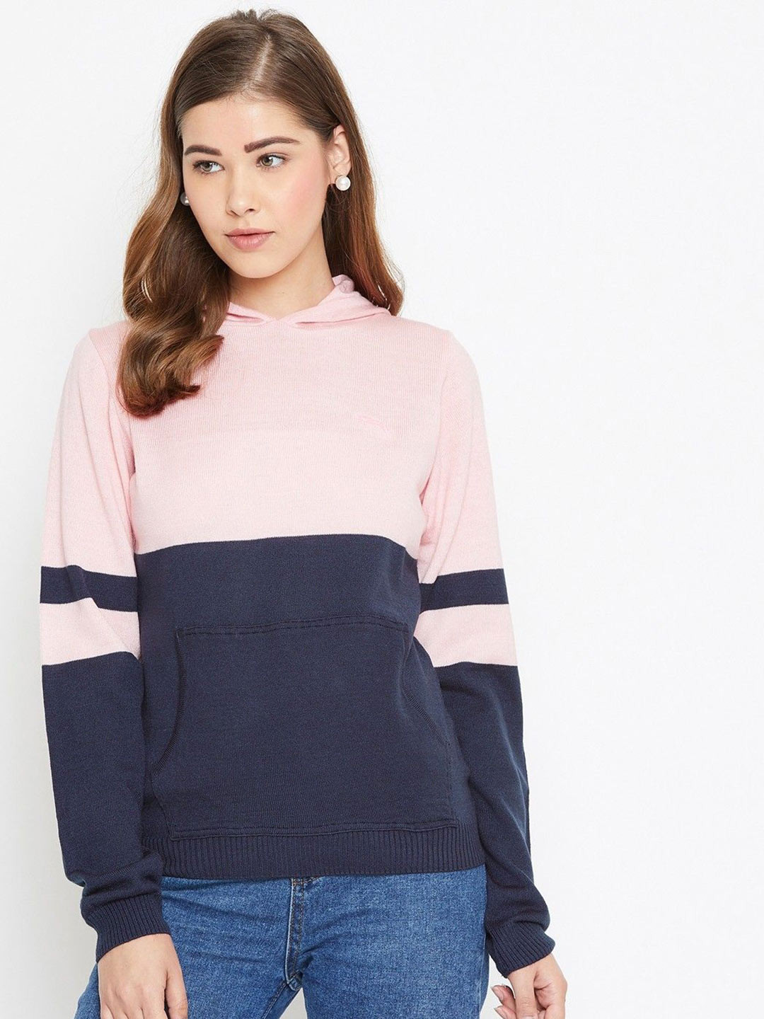 

JUMP USA Women Colourblocked Pullover, Pink