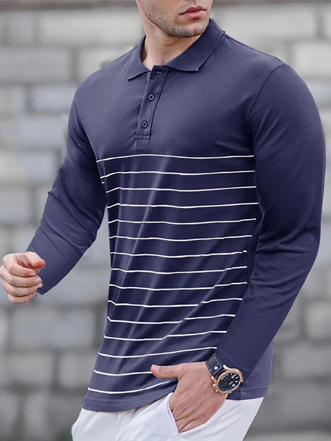 

StyleCast x Revolte Men Polo Collar T-shirt, Blue