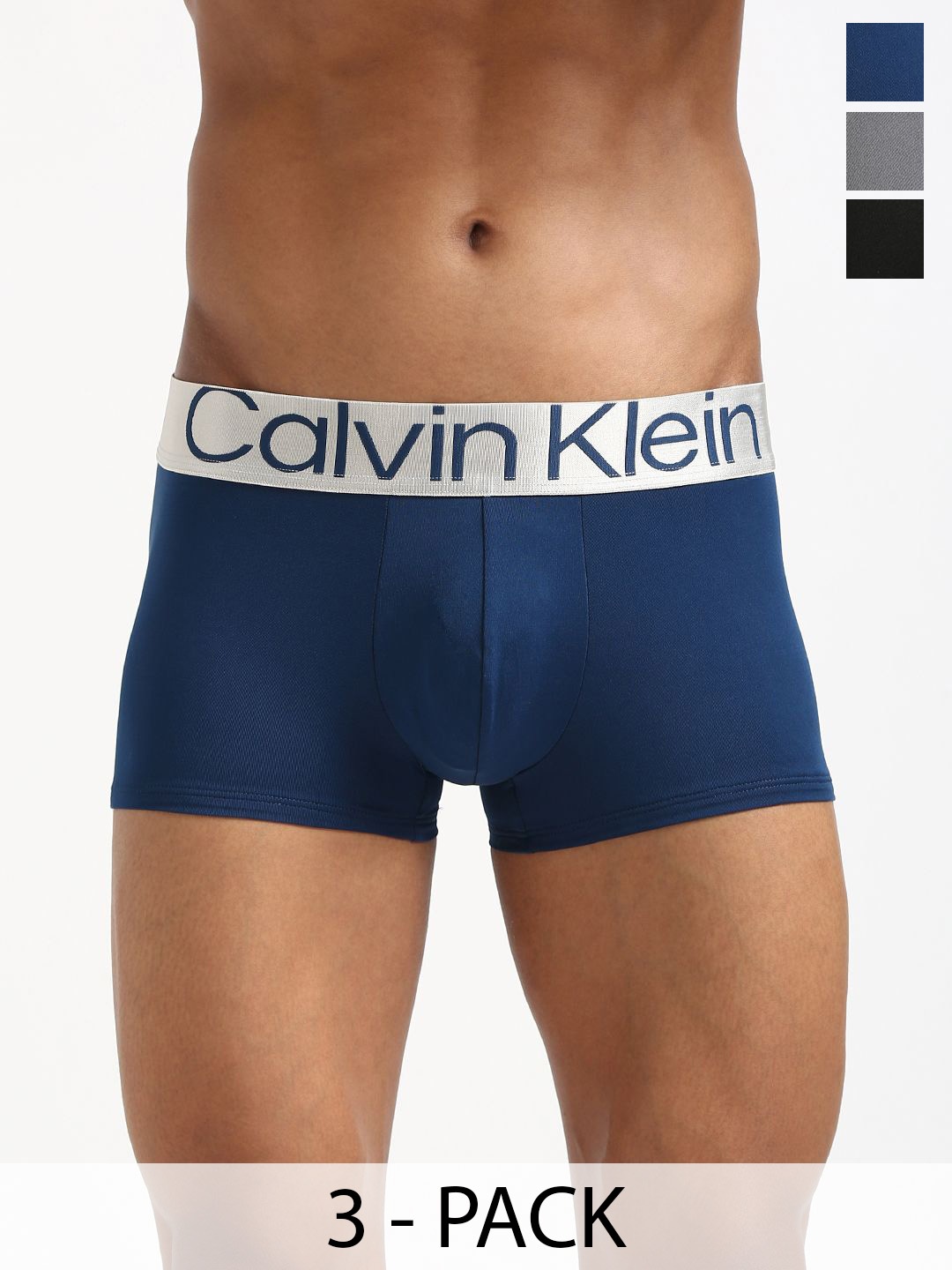 

Calvin Klein Underwear Men Pack Of 3 Low Rise Breathability Trunks NB3074900, Blue