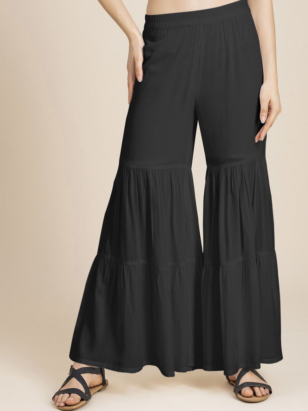 

BCZ Style Women Flared Ethnic Palazzos, Black