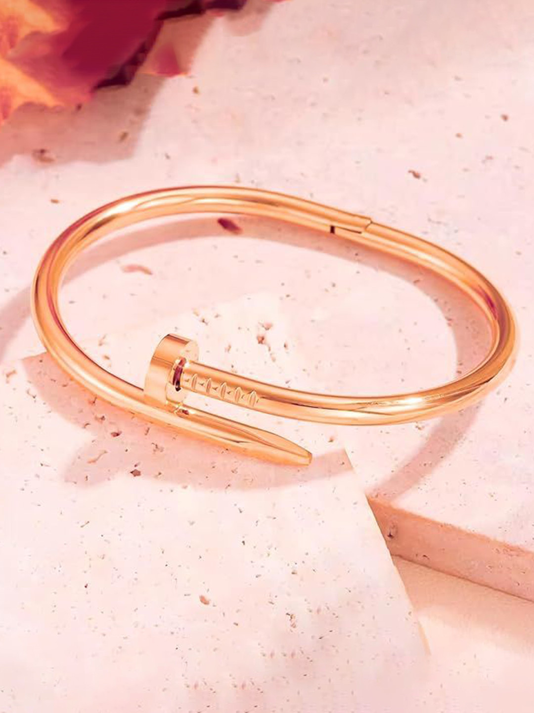 

MEENAZ Women American Diamond Antique Rose Gold-Plated Kada Bracelet