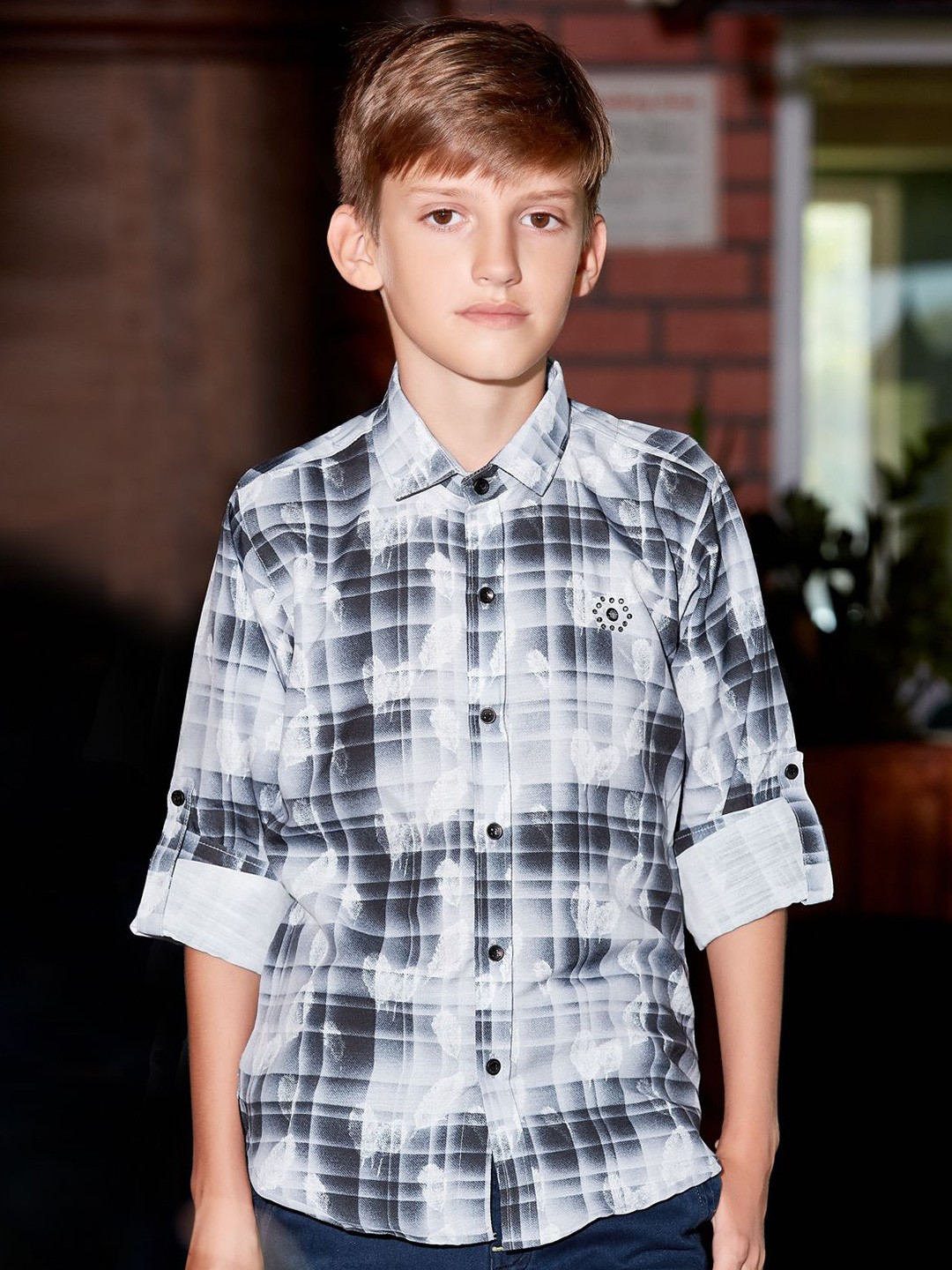 

MashUp Boys Opaque Printed Casual Shirt, Grey