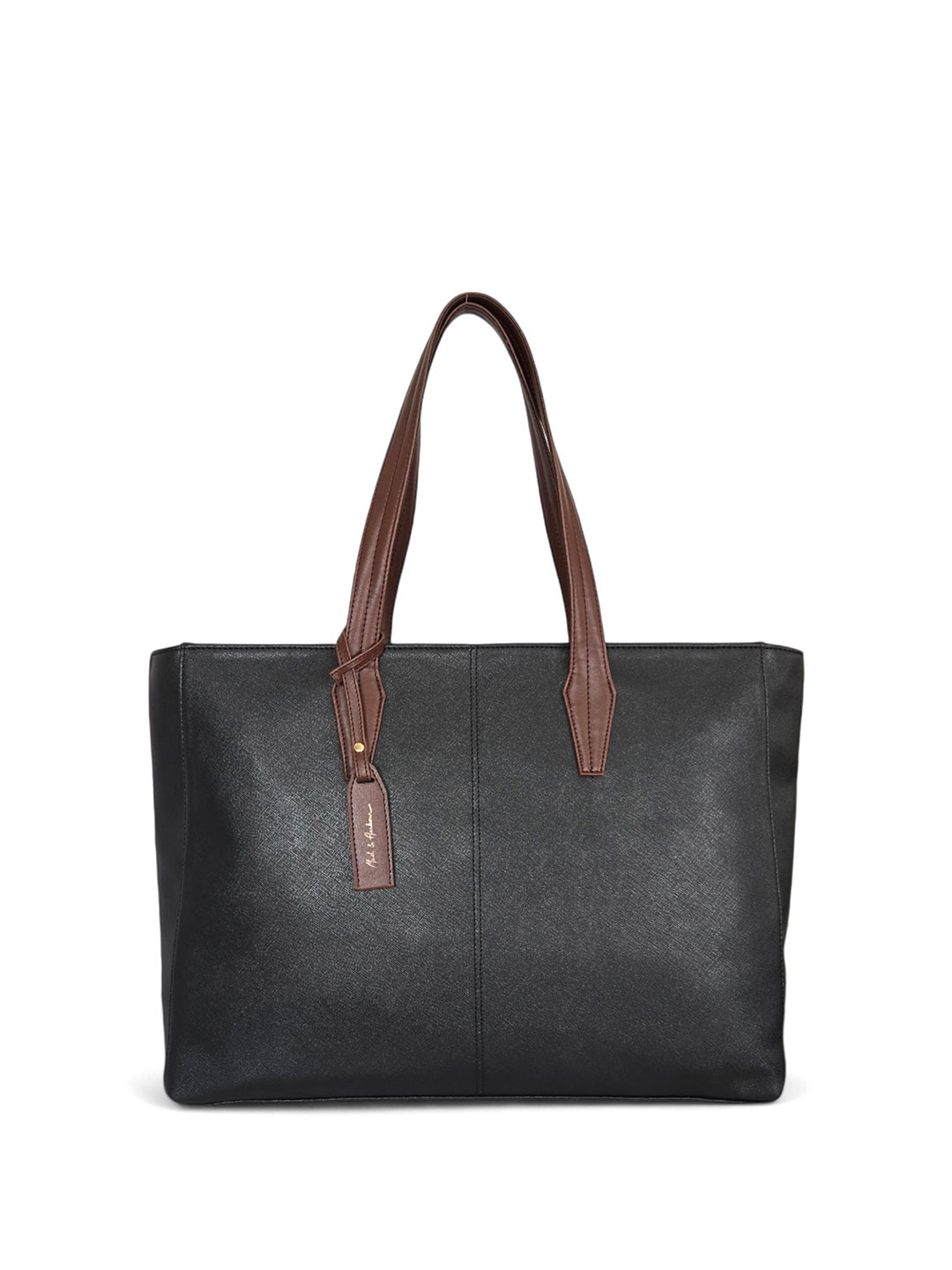 

Mast & Harbour PU Structured Shoulder Bag with Cut Work, Black