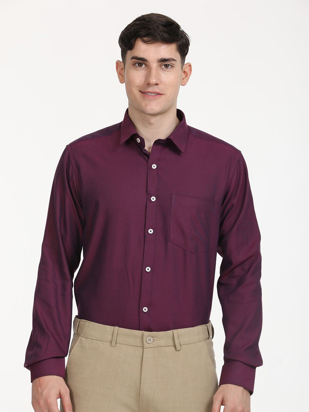 

Copperline Men Comfort Opaque Formal Shirt, Burgundy