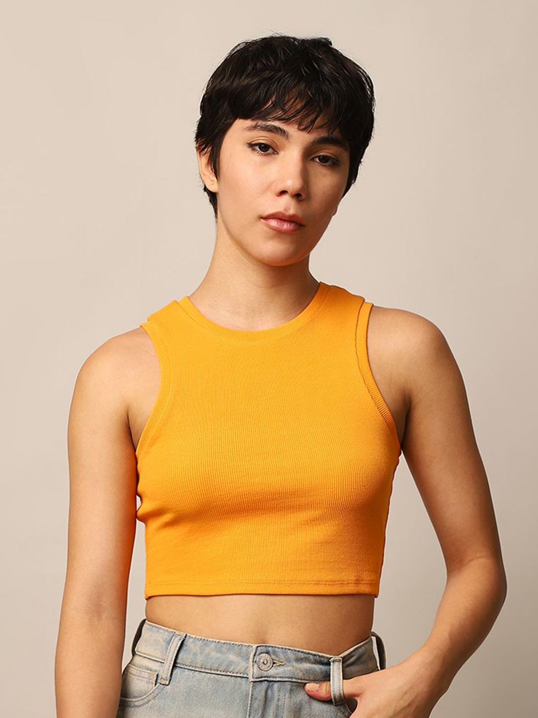 

ONLY Cotton Tank Crop Top, Orange