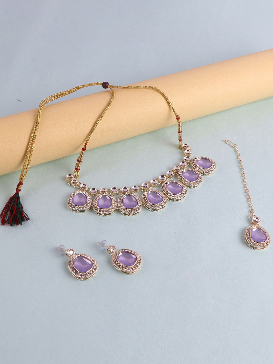 

Keviv Silver-Plated Stone-Studded Jewellery Set