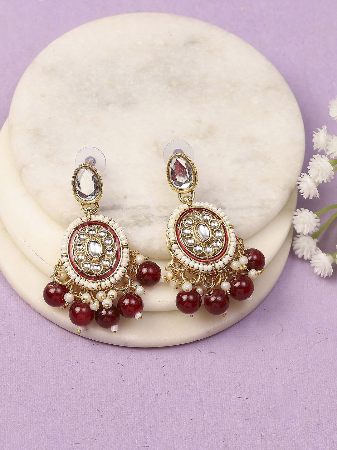 

Rangriti Contemporary Drop Earrings, Red