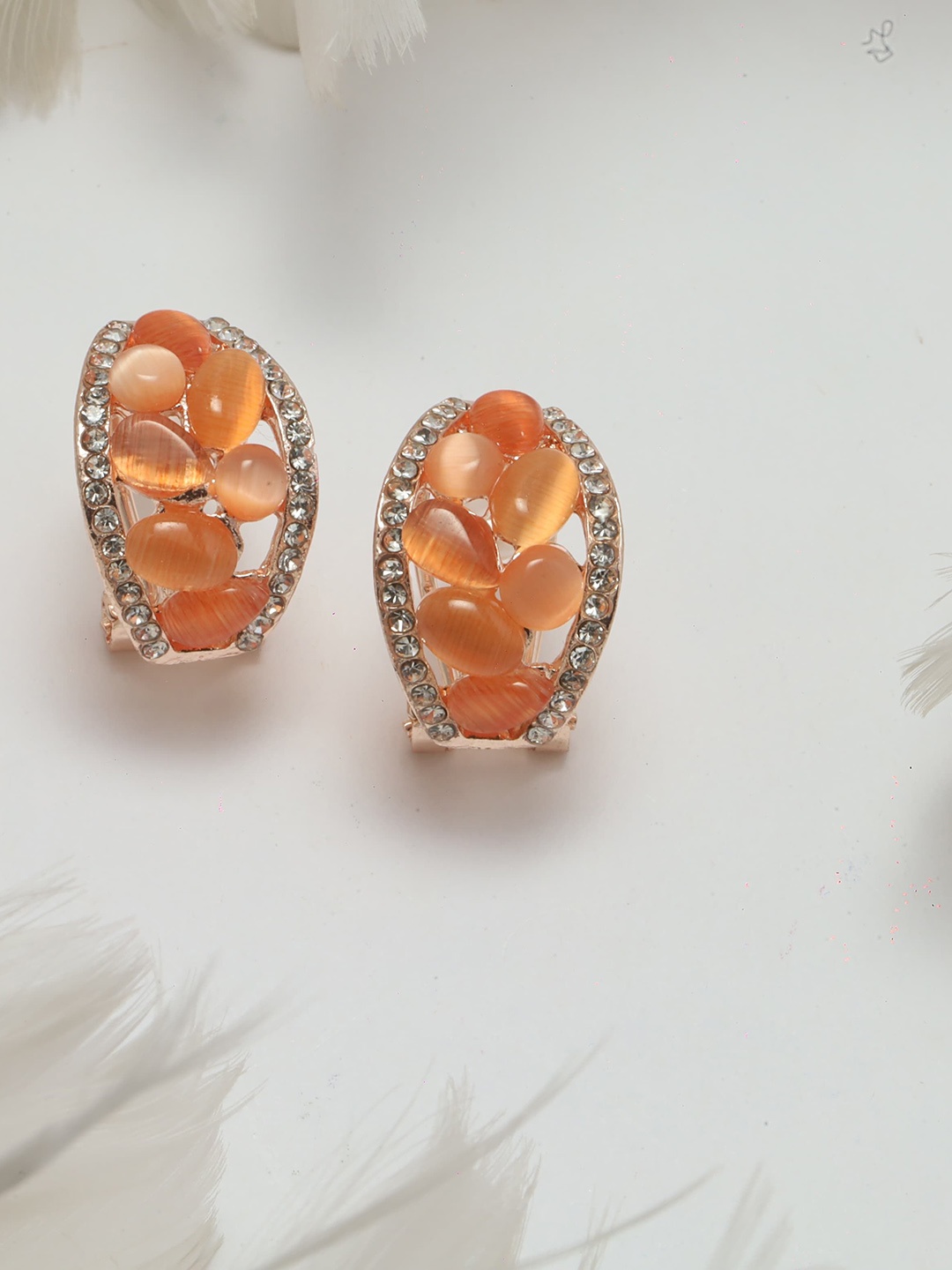 

Maansh Contemporary Studs Earrings, Orange