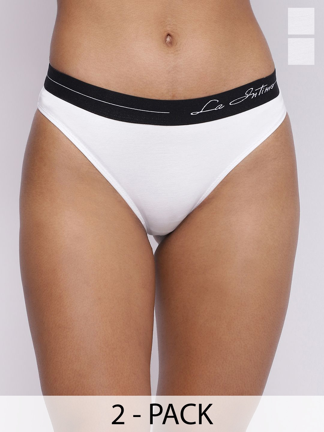 

La Intimo Women Pack Of 2 Low-Rise Bikini Briefs, White